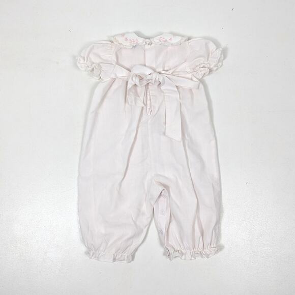 Vintage Carriage Boutiques Romper Baby Girls Size 6m White Heart Embroidered - Picture 4 of 5